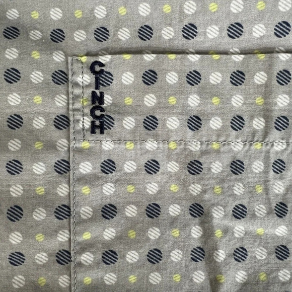 Cinch Long Sleeve Shirt Button Down 100% Cotton Pocket Logo Circle Print Men’s L - Picture 8 of 8
